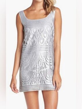 NWT Lilly Pulitzer Arlington Metallic Deco Lace Shift Dress Gray/small
